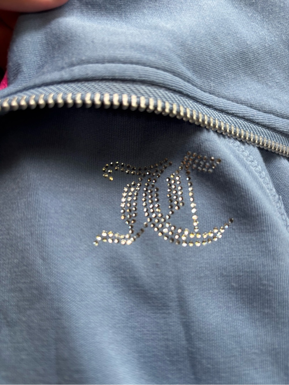 Juicy Couture Light Blue Rhinestone Logo Half-Zip Set with Pink Trim - Picture 2 of 5